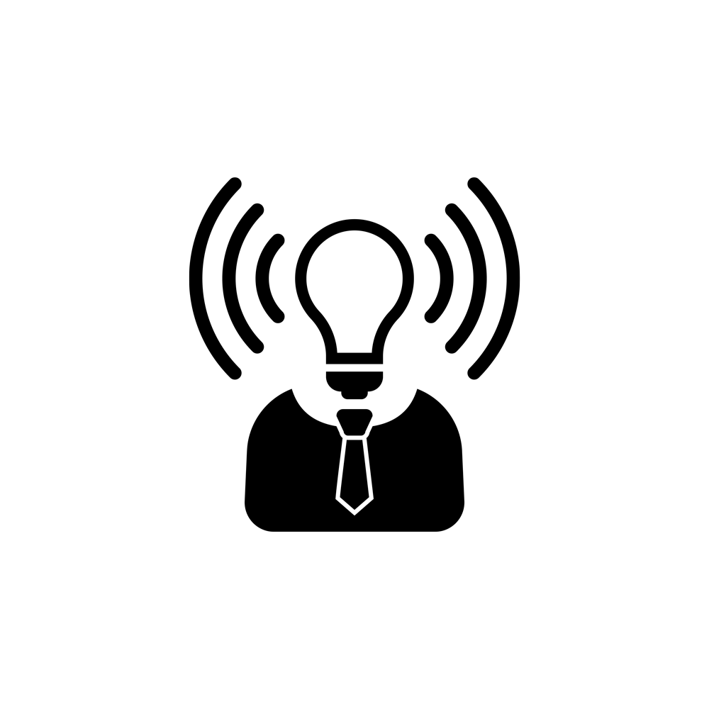 An icon of a bulb headed man